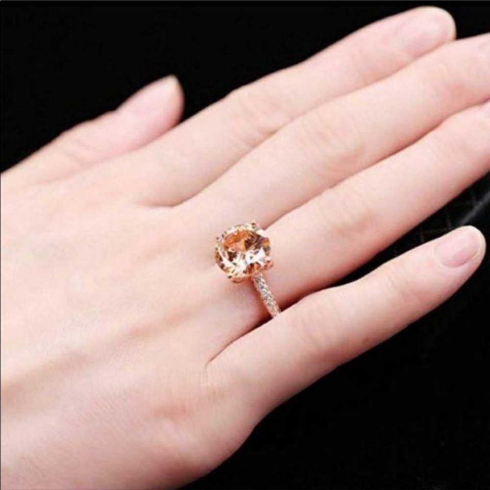 NEW💎 6 Carat 18K Rose Gold Diamond Morganite Ring - Picture 7 of 7